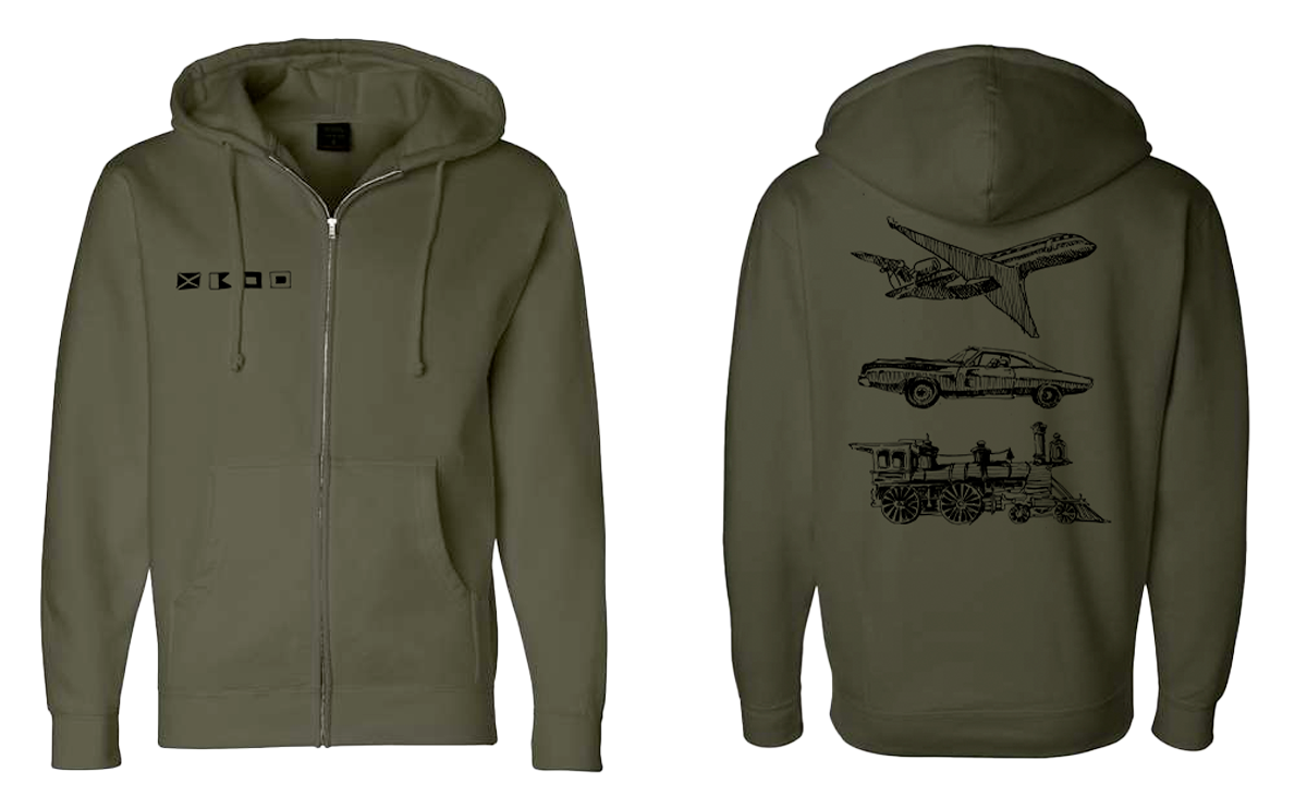 billy woods x Kenny Segal - "PLANES, TRAINS & AUTOMOBILES" [ZIP-UP HOODIE]